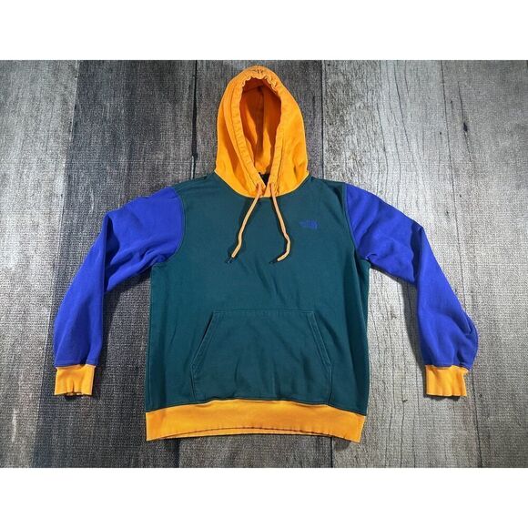 The North Face Men's Color Block Pullover Hoodie Hoody Green Combo - Picture 1 of 9